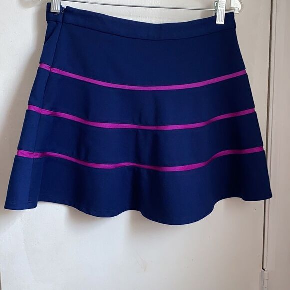 CLUB MONACO Kallen Navy and Magenta Stripe Skirt-6 - Picture 4 of 7